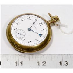 1918 WALTHAM POCKET WATCH GOLD PLATED WORKING