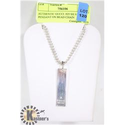 AUTHENTIC GUCCI .925 SILVER PENDANT ON BEAD CHAIN