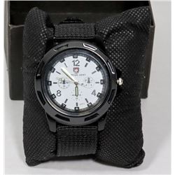 GENIUS ARMY WATCH BLACK WITH WHITE FACE.