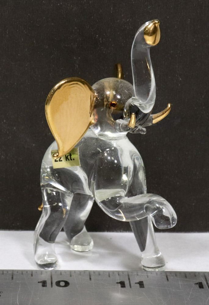 LARGE 22KT. GOLD CRYSTAL ELEPHANT