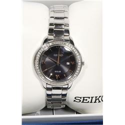 NEW SEIKO SOLAR LADIES WATCH W/ DATE 34 MM CASE