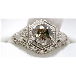 9) 10K WHITE GOLD DIAMOND SOLITAIRE RING,