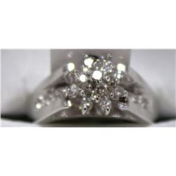 13) 14K WHITE GOLD DIAMOND RING,