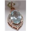 Image 1 : 14) 14K ROSE GOLD AQUAMARINE AND DIAMOND PENDANT,