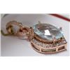 Image 2 : 14) 14K ROSE GOLD AQUAMARINE AND DIAMOND PENDANT,