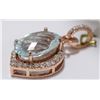 Image 3 : 14) 14K ROSE GOLD AQUAMARINE AND DIAMOND PENDANT,