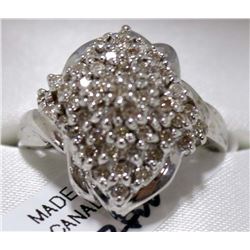 17) 10K WHITE GOLD DIAMOND RING,