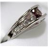 Image 3 : 19) 14K WHITE GOLD PINK SAPPHIRE & DIAMOND RING,