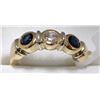 Image 1 : 24) 10K YELLOW GOLD SAPPHIRE & CUBIC ZIRCONIA RING