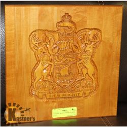 MILITARY WOOD CARVED PLAQUE 12 X 12