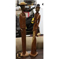 2 PIECES OF CUBAN FOLK ART-LADY 27" TALL, MAN 28"
