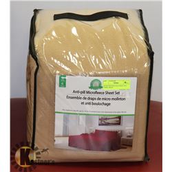 QUEEN MICROFLEECE SHEET SET CAMEL BEIGE