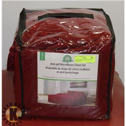 QUEEN MICROFLEECE SHEET SET BURGUNDY