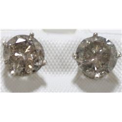 27) 14K WHITE GOLD DIAMOND STUD EARRINGS,
