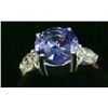 Image 1 : 34) 10K WHITE GOLD TANZANITE AND DIAMOND RING,