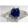 Image 1 : 38) 10K WHITE GOLD TANZANITE AND DIAMOND RING,