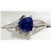 Image 2 : 38) 10K WHITE GOLD TANZANITE AND DIAMOND RING,