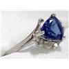Image 3 : 38) 10K WHITE GOLD TANZANITE AND DIAMOND RING,
