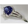 Image 4 : 38) 10K WHITE GOLD TANZANITE AND DIAMOND RING,