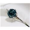 Image 1 : 41) 14K WHITE GOLD BLUE DIAMOND SOLITAIRE RING,