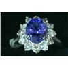 Image 2 : 42) 14K WHITE GOLD TANZANITE AND DIAMOND RING,