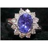 Image 3 : 42) 14K WHITE GOLD TANZANITE AND DIAMOND RING,