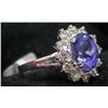 Image 4 : 42) 14K WHITE GOLD TANZANITE AND DIAMOND RING,