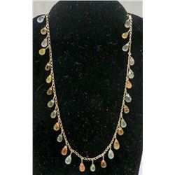 43) 10K YELLOW GOLD SAPPHIRE NECKLACE,