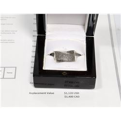 STAMPED 925 SILVER DIAMOND RING, WITH COA