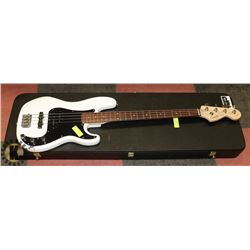 SQUIRE WHITE BASS BY FENDER ELECTRIC GUITAR WITH