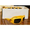 Image 1 : BOX OF YELLOW DESIGNER SUNGLASSES.