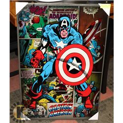 CAPTAIN AMERICA COMIC BOOK THEMED ART ON CANVAS