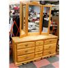 Image 1 : 9 DRAWER PINE DRESSER (16"X17"X30") W/ 3 PANE