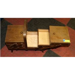 1950'S SEWING CABINET WITH CONTENTS