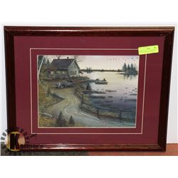 SERENE LAKE COTTATE FRAMED PICTURE, DOUBLE MATTED