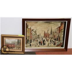 LOT OF 2 S.L. LOWRY FRAMED PICTURES 11" X 9"