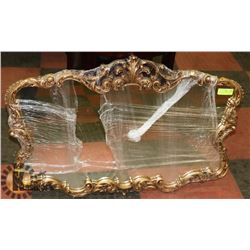 ORNATE BRASS TONE MIRROR.