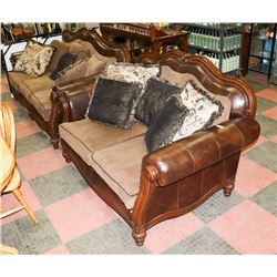 DELUXE FABRIC AND LEATHERETTE 89" SOFA WITH 69"