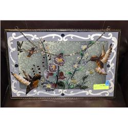 HUMMING BIRD SCENE STAINED GLASS