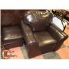 Image 1 : BROWN LEATHERETTE CHAIR WITH OTTOMAN. FURNITURE