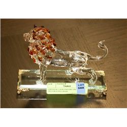 CRYSTAL LION FIGURE ON DECORATIVE BASE