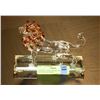 CRYSTAL LION FIGURE ON DECORATIVE BASE