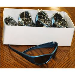 BOX OF METALLIC TEAL DESIGNER SUNGLASSES
