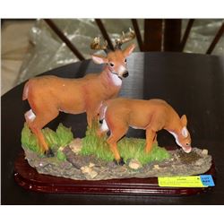NEW 2 DEER STANDING AT THE WATER STATUE