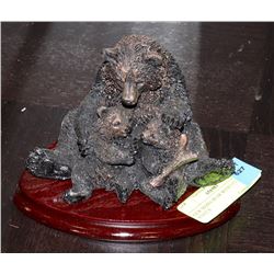 NEW MAMA BEAR WITH 2 CUBS STATUE