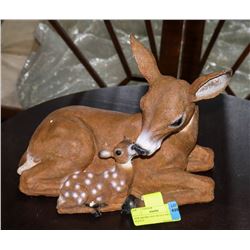 NEW BROWN DOE WITH FAWN STATUE
