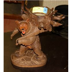 WOODEN CARVED BEAR 10" HIGH
