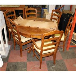 36" DINING TABLE W/ LEAF & 5 PADDED CHAIRS