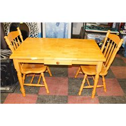 MAPLE TABLE (48"X30"X29.5") WITH 2 CHAIRS.
