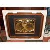 Image 1 : NEW BRASS TONE WORLD GLOBE FRAMED PICTURE